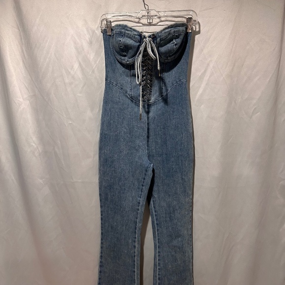 Pants - Denim Corset Bustier Jump Suit Size Small
